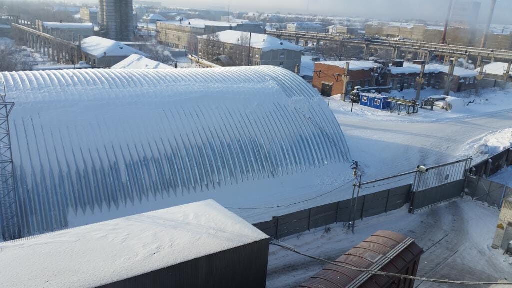 Арочный бескаркасный ангар